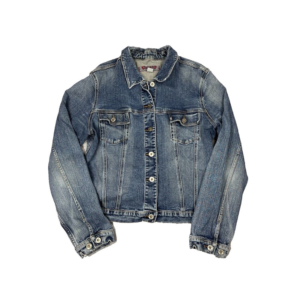 VTG Y2k Silver Jeans Womens XL Blue Denim Jean Jacket Slim Fit 90s Trucker Retro